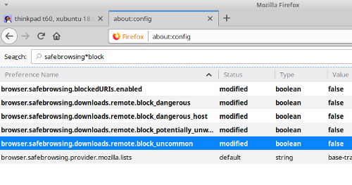 disable firefox safebrowsing